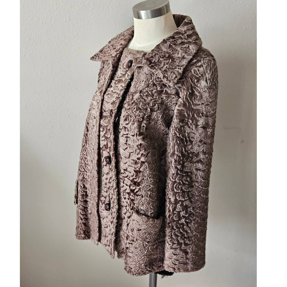 Vintage 50s Brown Persian Wool Coat Medium Levy Wolf - Picture 7 of 13